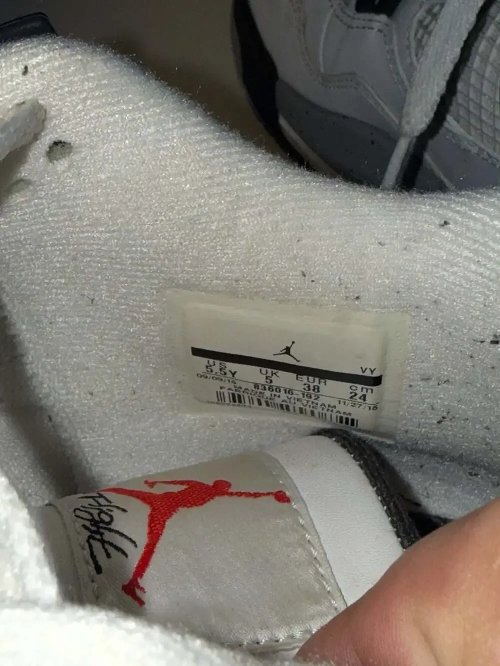 Air Jordan 4 Retro OG BG White Cement 2016 836016-192 Sz 5.5Y
